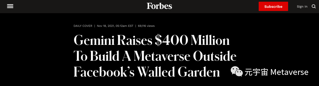 Zuckerberg 相爱相杀双胞胎 Winklevoss Bros 叫板 Meta，首轮融资4亿美元打造元宇宙空间站